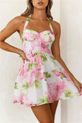 Flower Markets Halter Mini Dress Pink