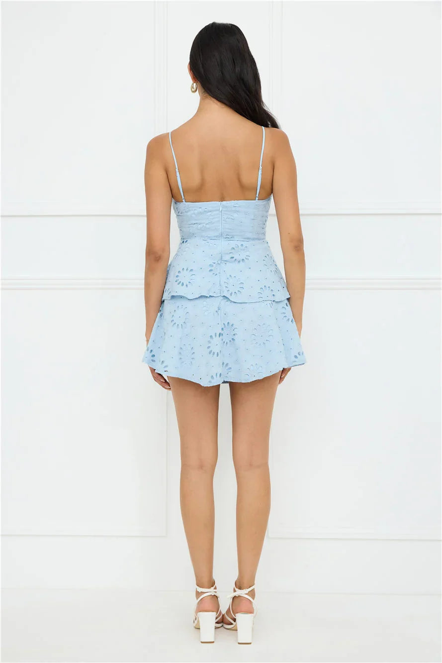 Morningside Embroidered Mini Dress Blue