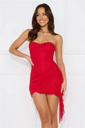 Lovers Time Mesh Strapless Mini Dress Red