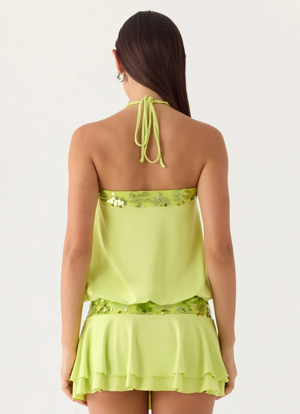 Gala Sequin Mini Dress - Lime