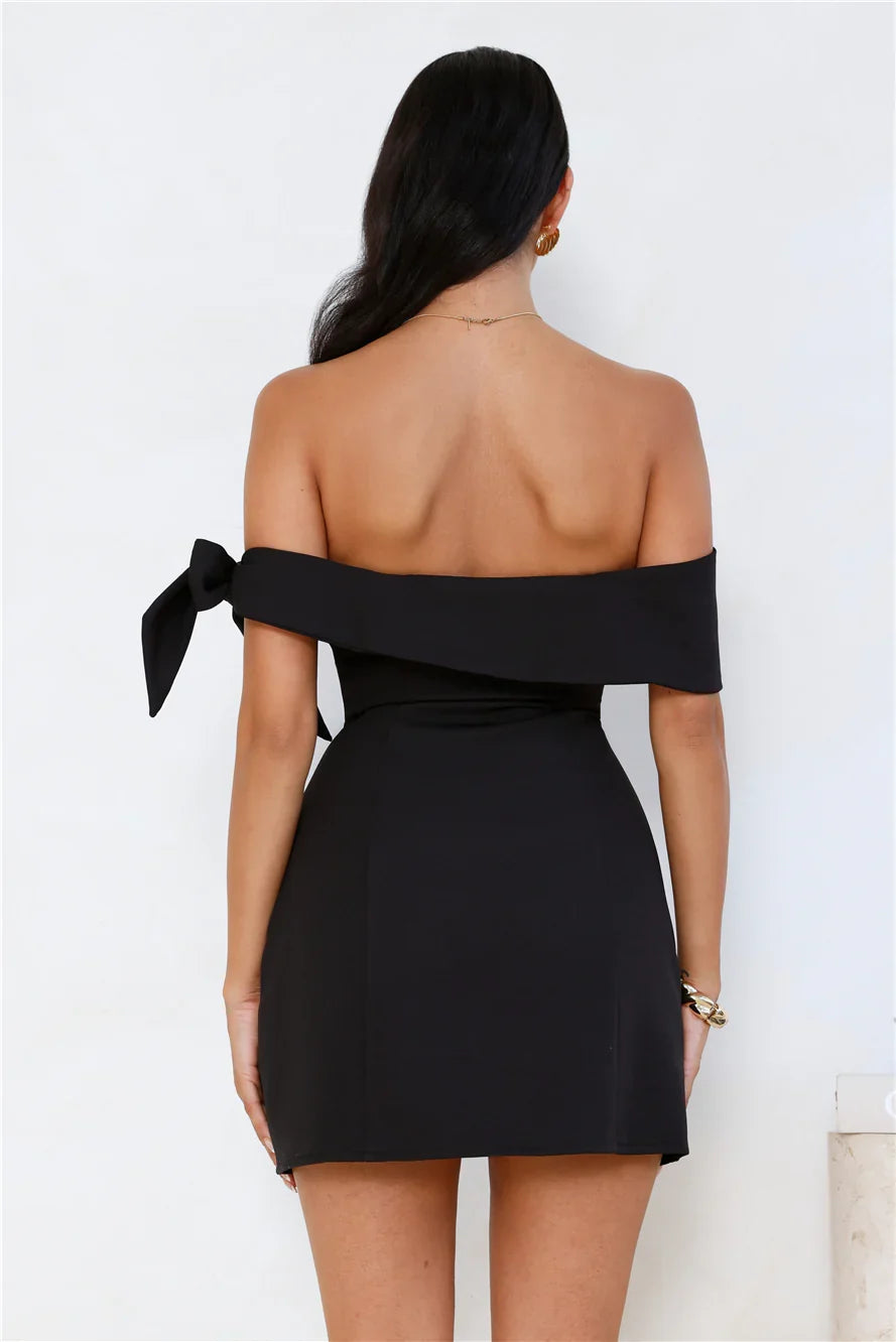 Seashell Dream Off Shoulder Mini Dress Black