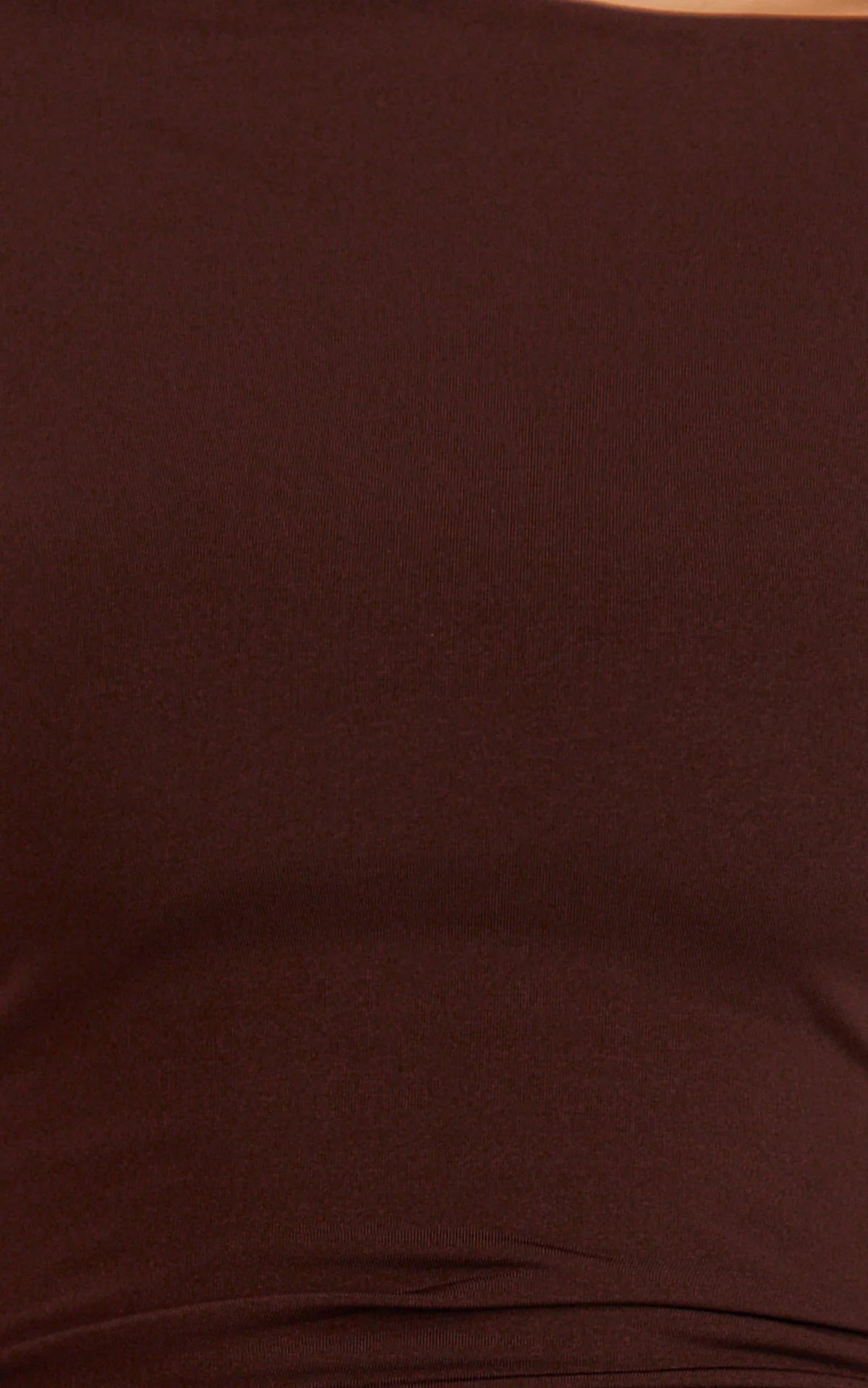 Primrose Mini Dress - Slash Neck Long Sleeve A Line Dress in Chocolate