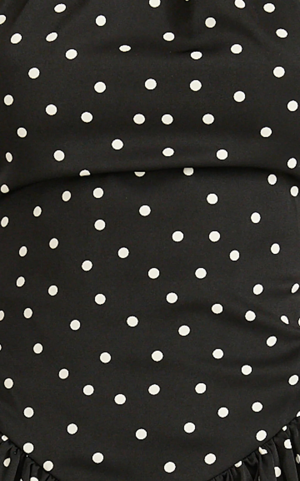 Ruby Mini Dress - Halter Neck Tie Drop V Waist  Gathered Dress in Black Polka Dot Print