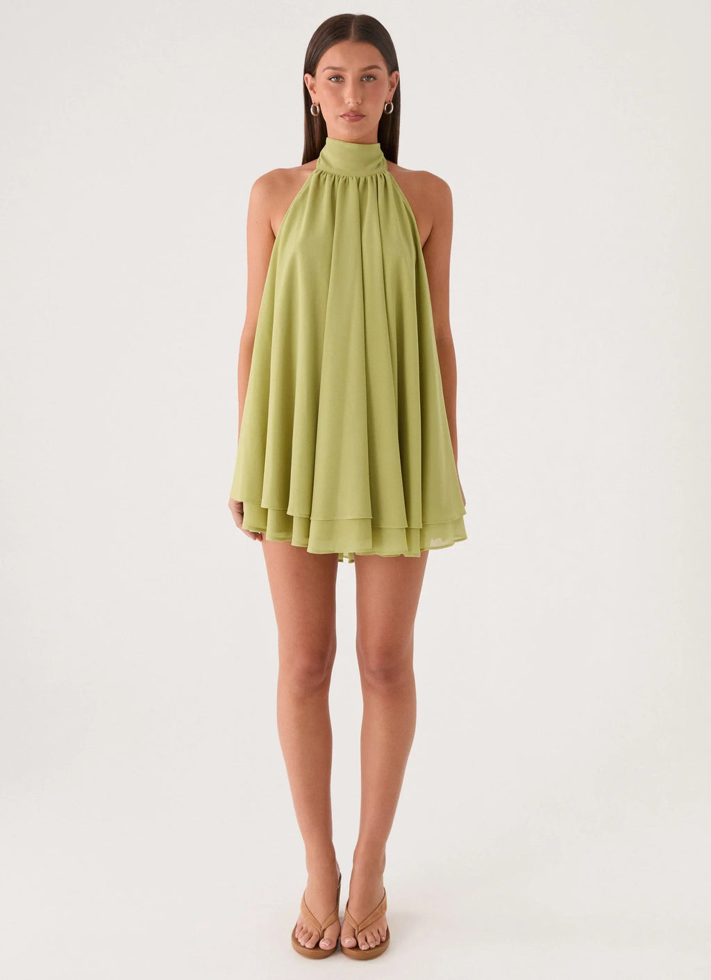 Lyrah Halter Mini Dress - Lime