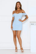 Gorgeous Nights Off Shoulder Mini Dress Blue