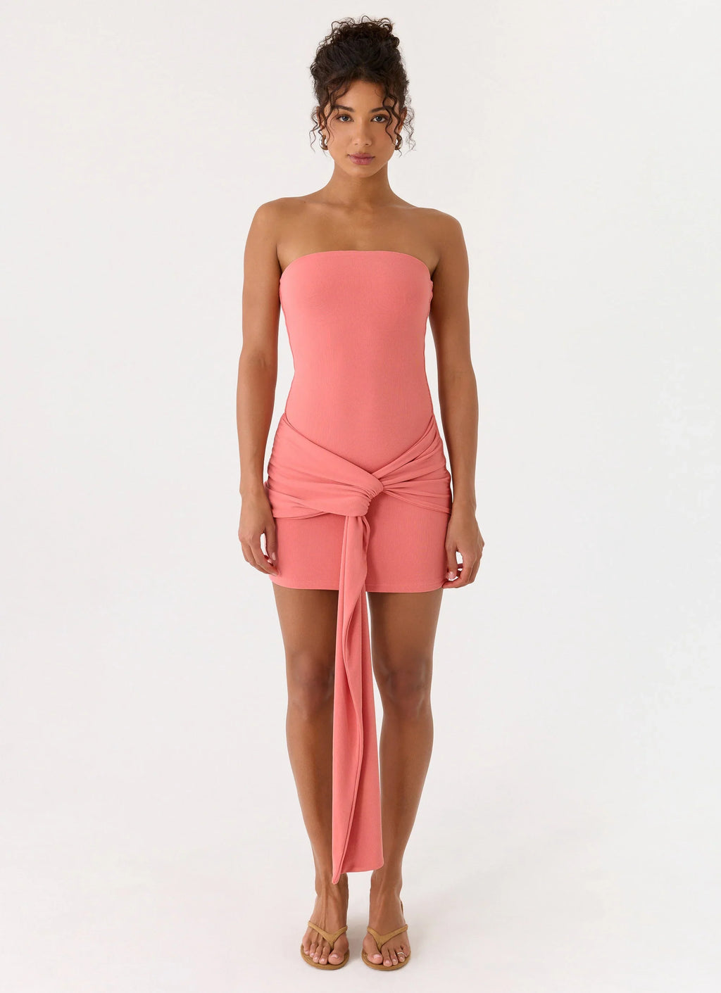 Jiliana Strapless Mini Dress - Coral