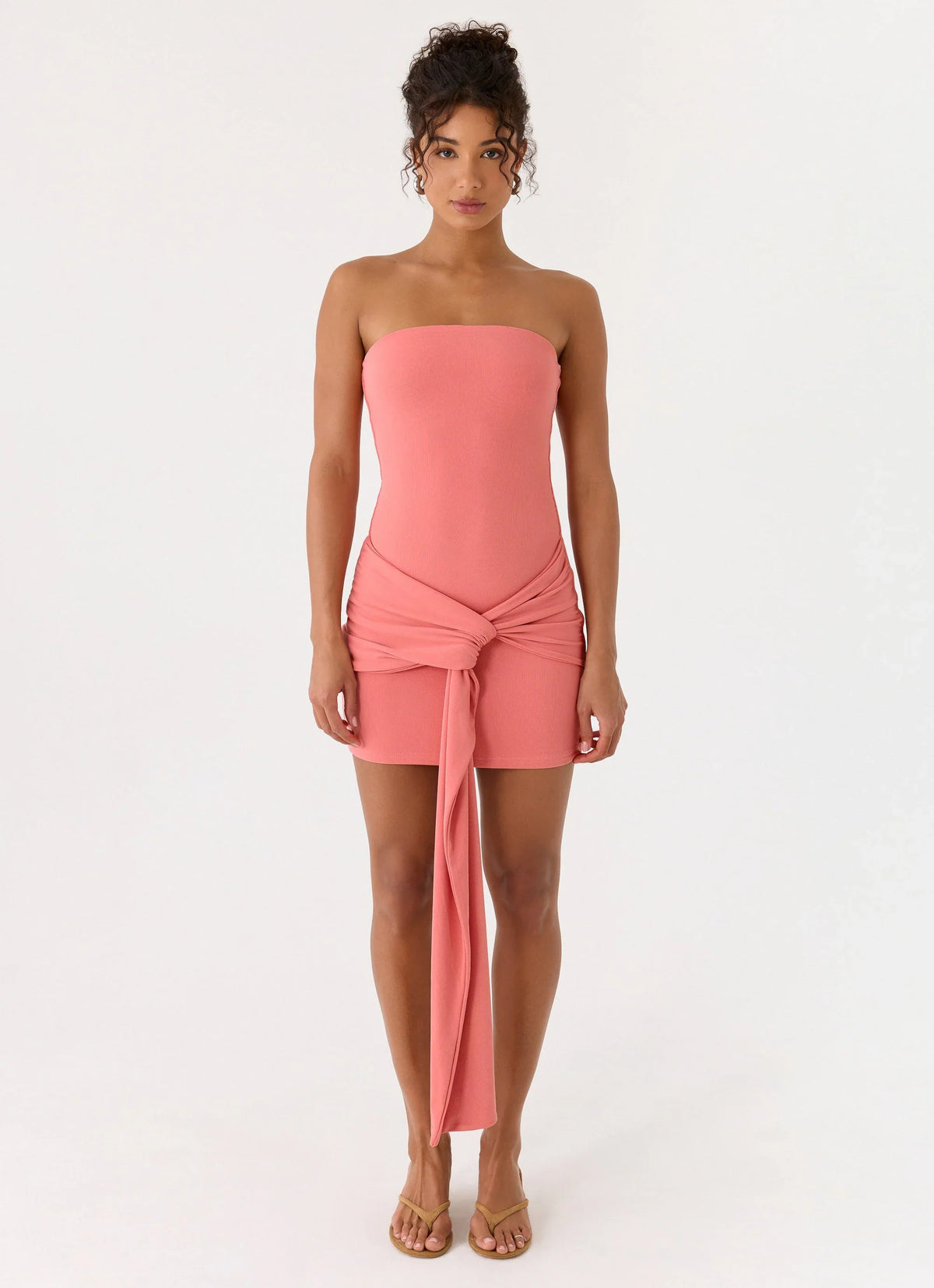 Jiliana Strapless Mini Dress - Coral