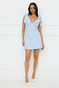Painted Daisy Mini Dress Blue