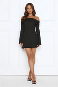 Iconic Angle Off Shoulder Mini Dress Black