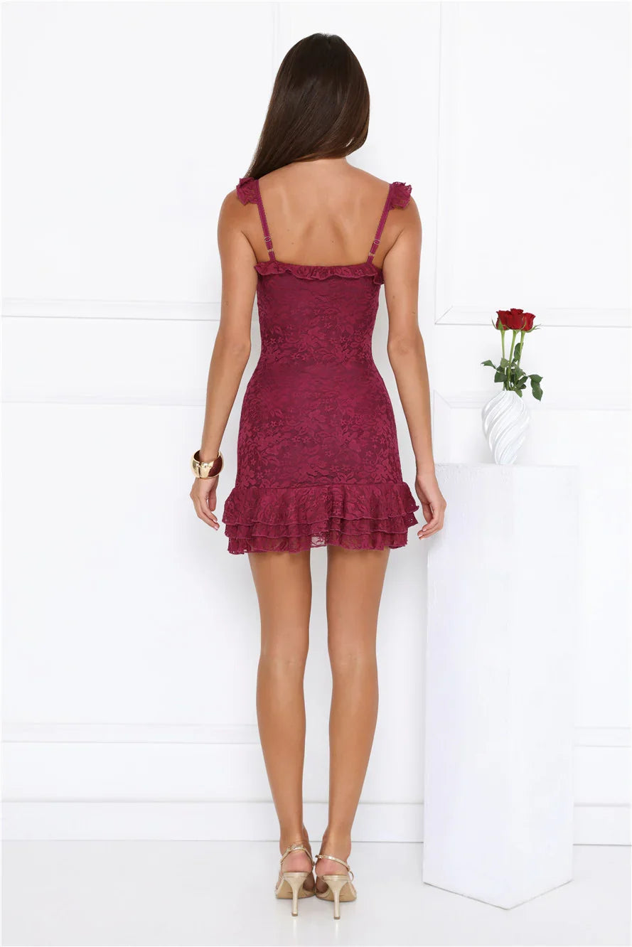 Little Sultry Lace Mini Dress Plum