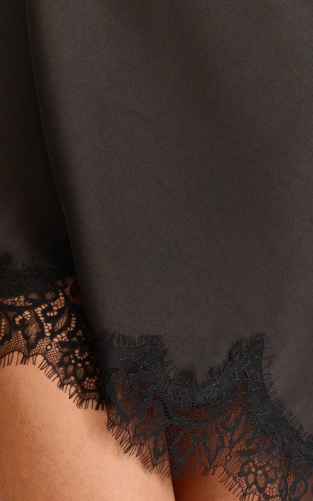 Iris Mini Dress - Lace Trim Asymmetrical Camisole Dress in Black