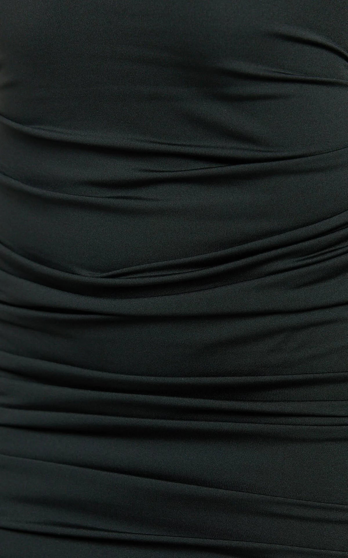 Misty Mini Dress - Wide Neckline Ruched Jersey Dress in Black
