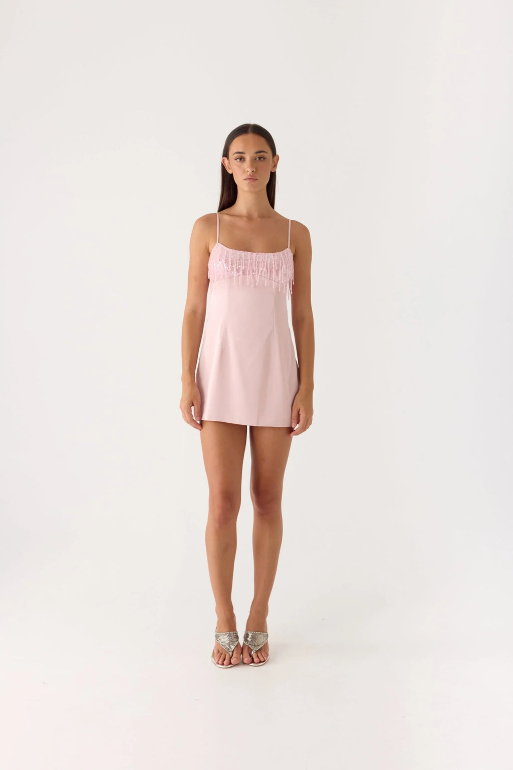 Siren Sequin Beaded Mini Dress - Pink