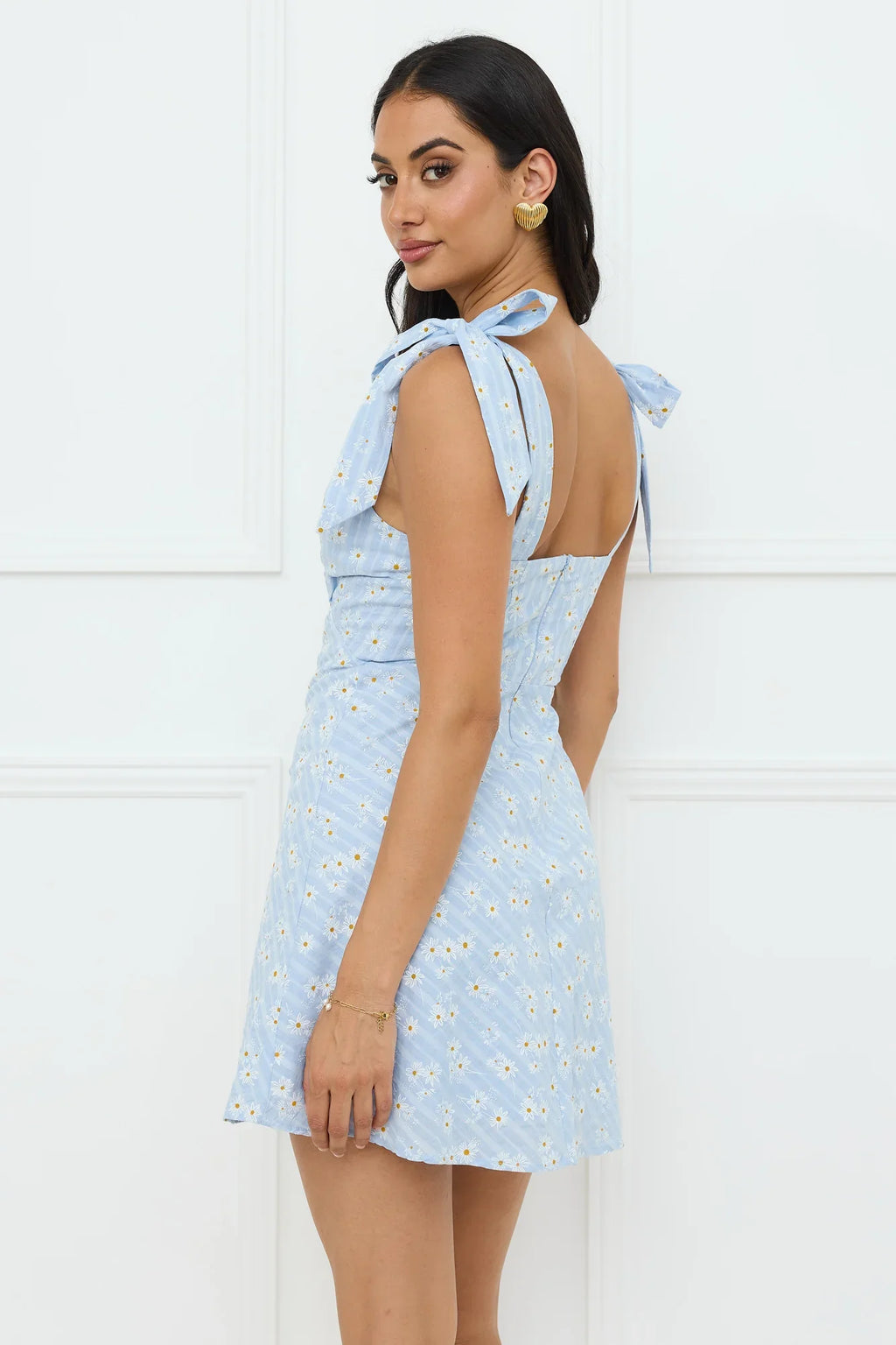 Painted Daisy Mini Dress Blue