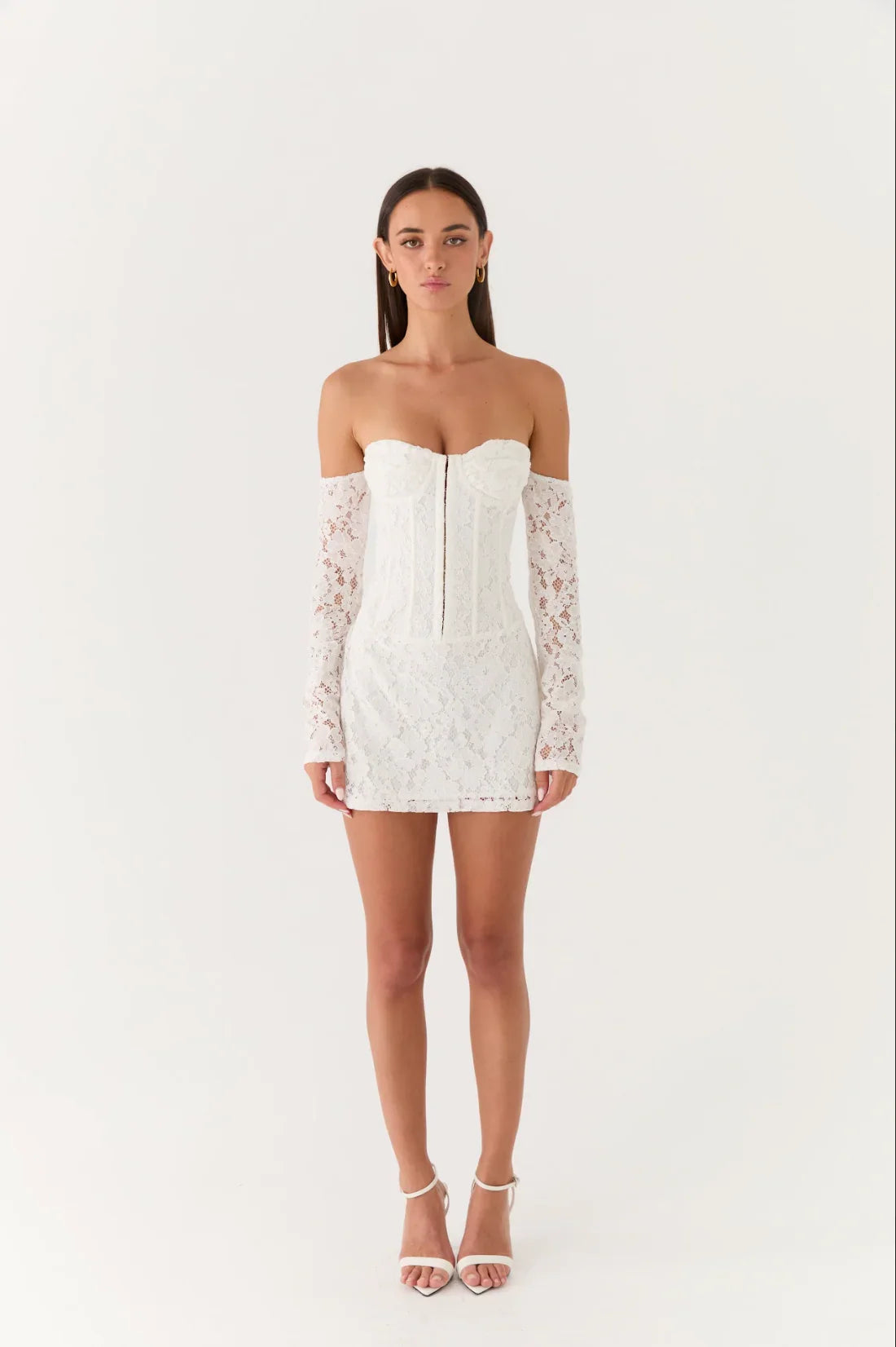 Already Know Lace Long Sleeve Mini Dress - White